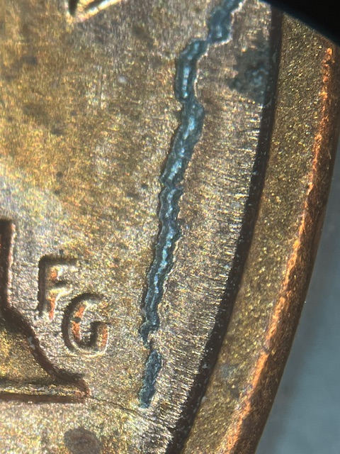 Lincoln-Memorial-Cent-1987--Die-Crack-On-The-Reverse-Die-Chip-&-?-Lamination-?
